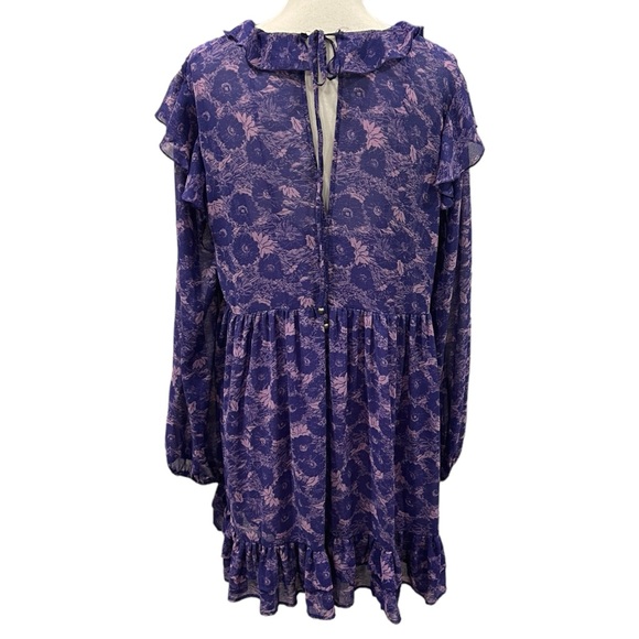 Free People Purple These Dreams Long Sleeve Ruffle Mini Dress - Picture 9 of 16